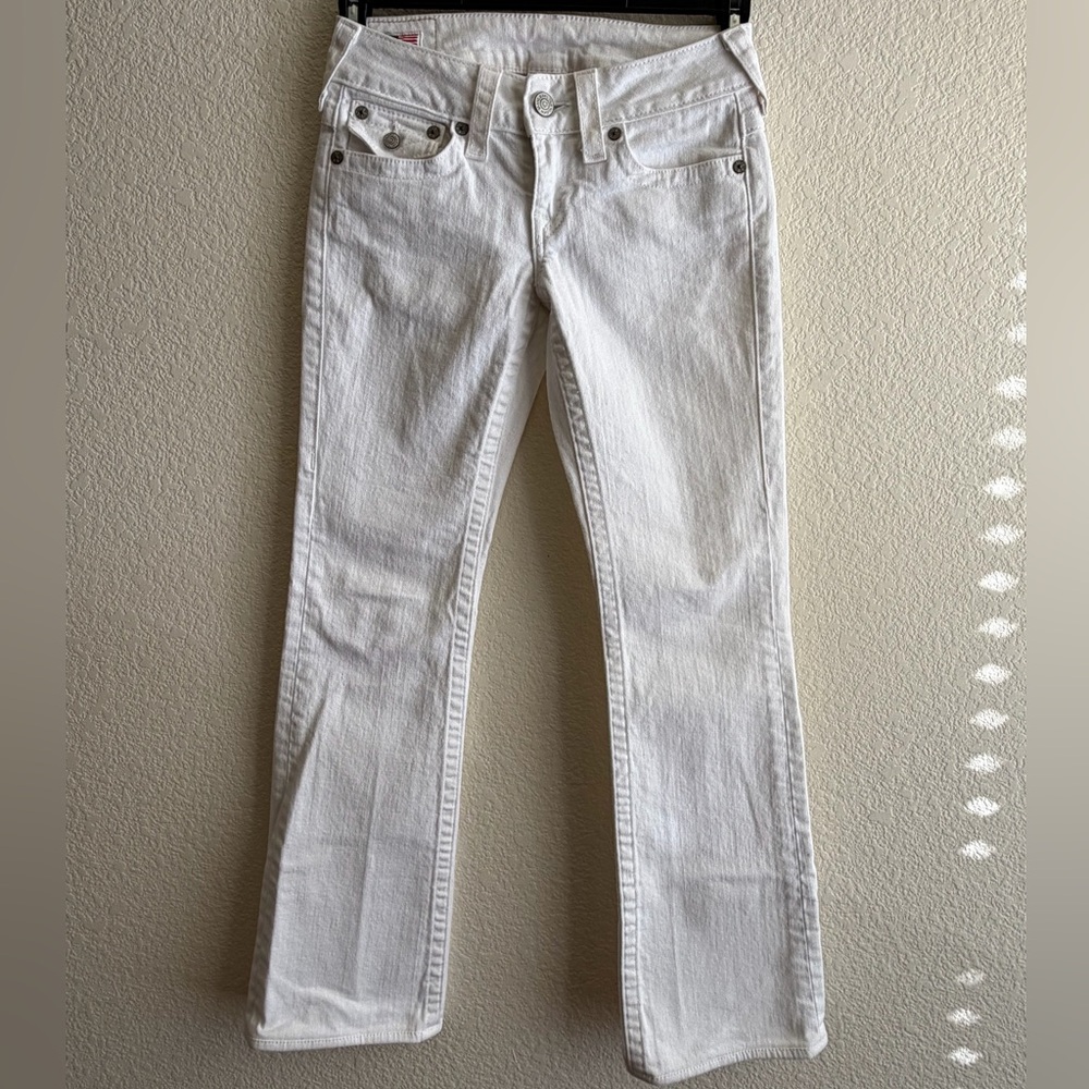 Y2K True Religion White Becky Bootcut Jeans Horseshoe Flap Pockets 27